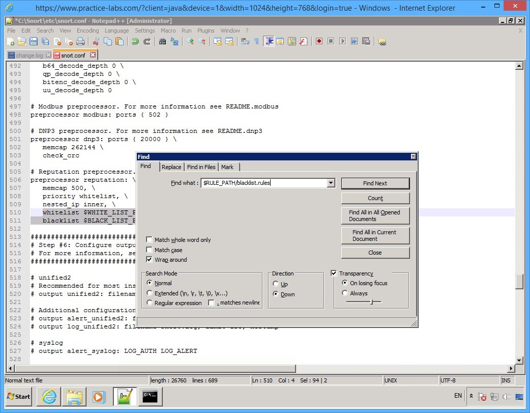 Practice Labs screenshot.